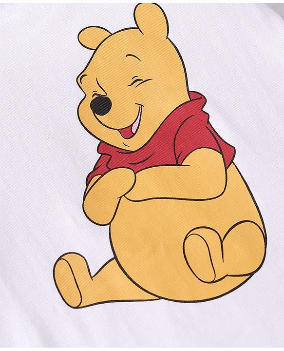 Babyhug Disney Single Jersey Knit Dungaree & Full Sleeves T-Shirt With Winnie The Pooh Graphics - Red & White