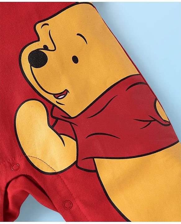 Babyhug Disney Single Jersey Knit Dungaree & Full Sleeves T-Shirt With Winnie The Pooh Graphics - Red & White