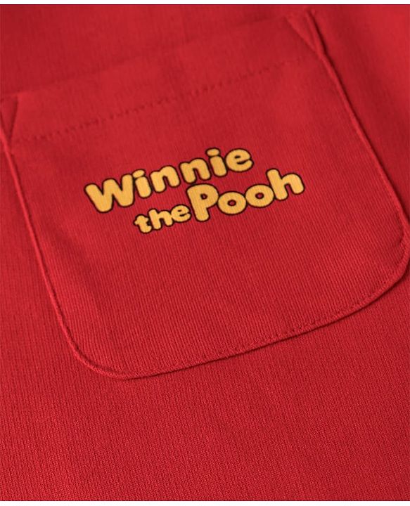 Babyhug Disney Single Jersey Knit Dungaree & Full Sleeves T-Shirt With Winnie The Pooh Graphics - Red & White