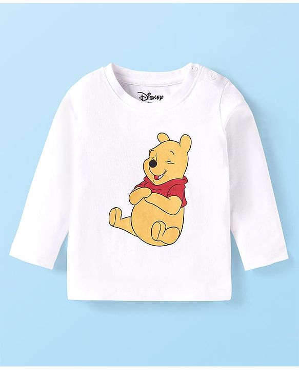 Babyhug Disney Single Jersey Knit Dungaree & Full Sleeves T-Shirt With Winnie The Pooh Graphics - Red & White