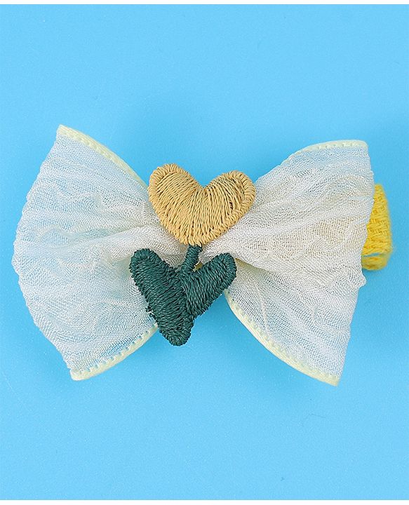 Babyhug Hair Pins And Clips With Bow & Crochet Applique Pack of 5 - Yellow