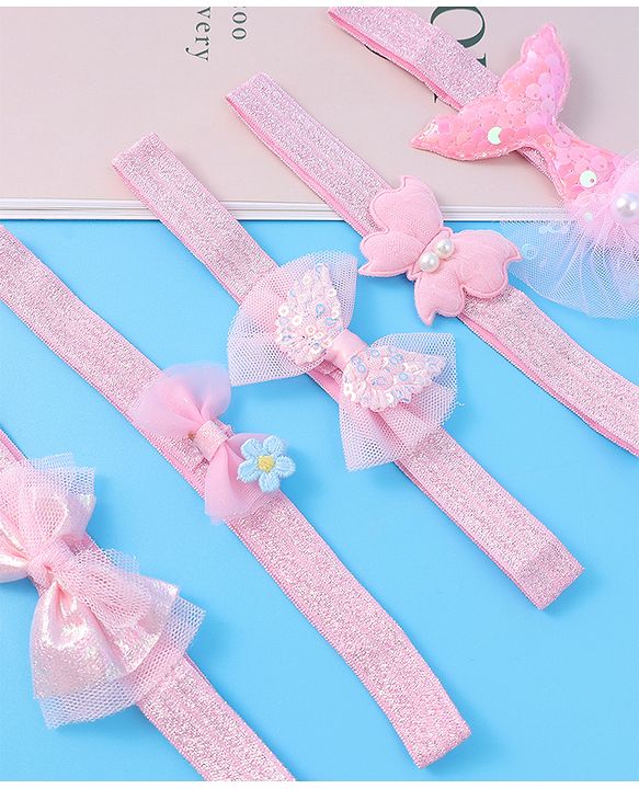 Babyhug Headbands With Bow Applique Pack of 5 - Pink