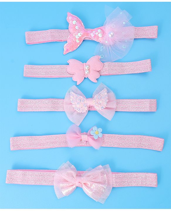 Babyhug Headbands With Bow Applique Pack of 5 - Pink