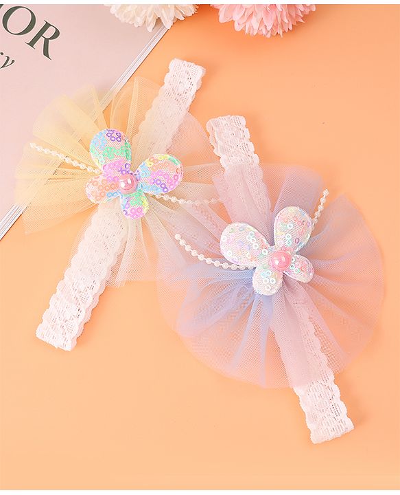 Babyhug Headbands With Butterfly Applique Pack of 2 - Pink