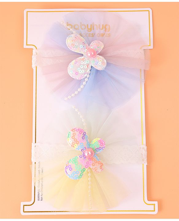 Babyhug Headbands With Butterfly Applique Pack of 2 - Pink