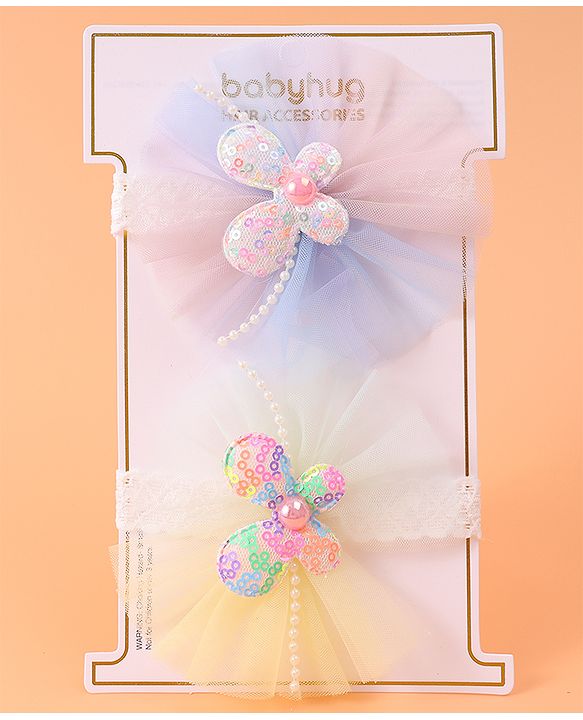 Babyhug Headbands With Butterfly Applique Pack of 2 - Pink