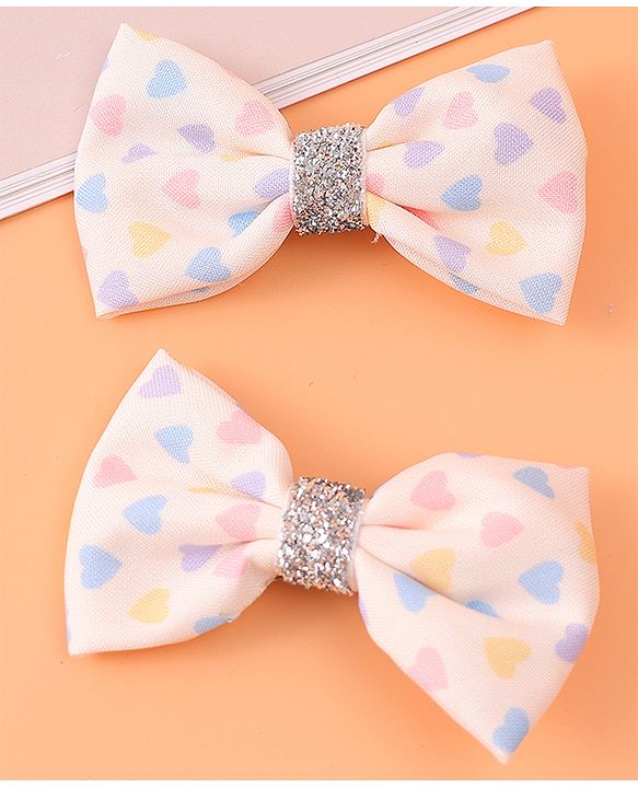 Babyhug Headband & Clips Combo Set Free Size with Bow Applique - Beige