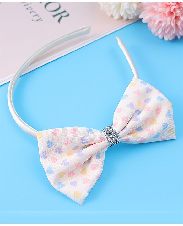 Babyhug Headband & Clips Combo Set Free Size with Bow Applique - Beige
