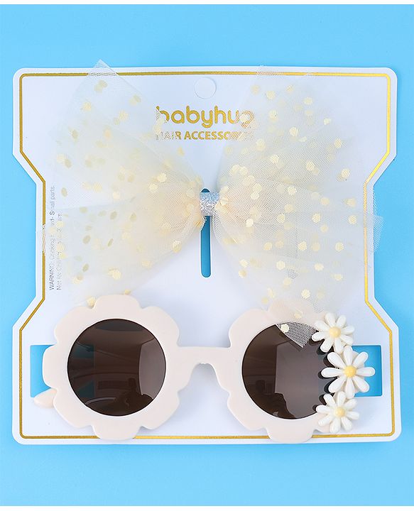 Babyhug Hair Accessories Combo Set Free Size with Bow Applique - Beige