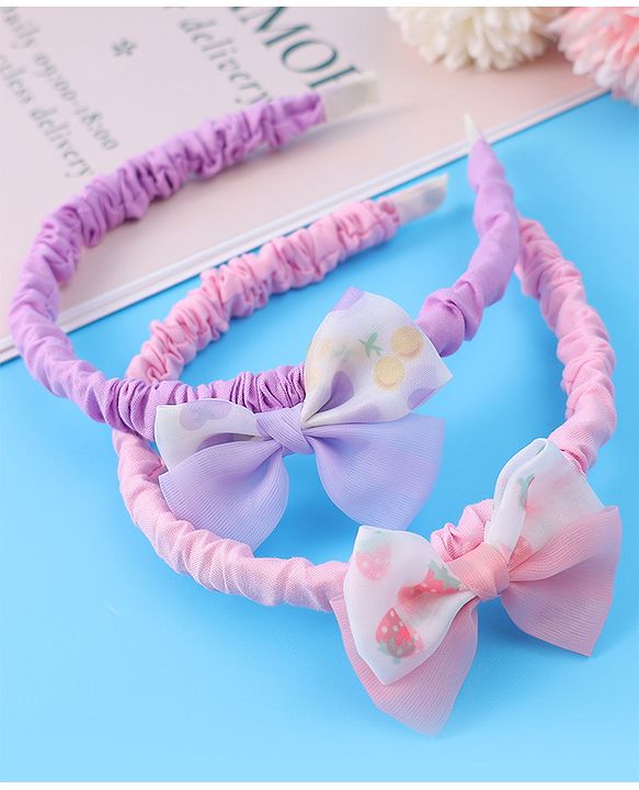 Babyhug Free Size Hair Bands With Bow Applique Pack of 2 - Yellow & Blue