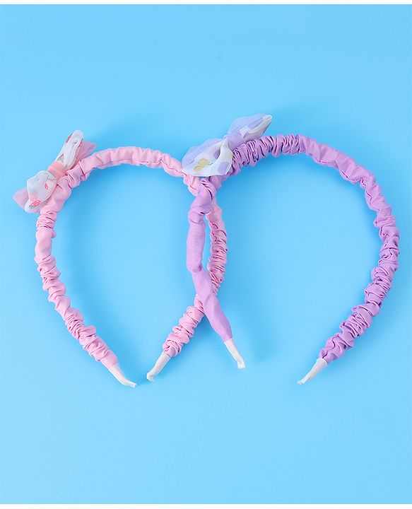 Babyhug Free Size Hair Bands With Bow Applique Pack of 2 - Yellow & Blue