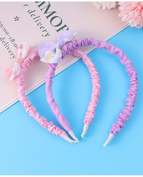 Babyhug Free Size Hair Bands With Bow Applique Pack of 2 - Yellow & Blue