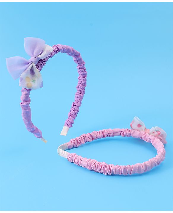 Babyhug Free Size Hair Bands With Bow Applique Pack of 2 - Yellow & Blue