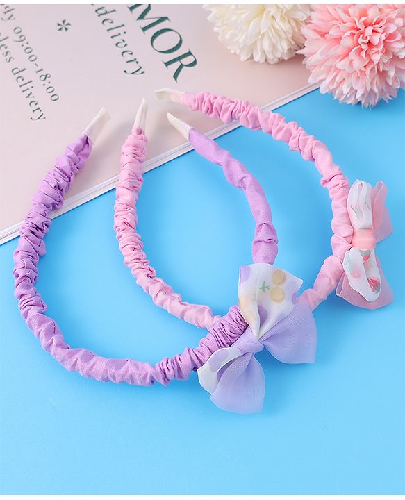 Babyhug Free Size Hair Bands With Bow Applique Pack of 2 - Yellow & Blue