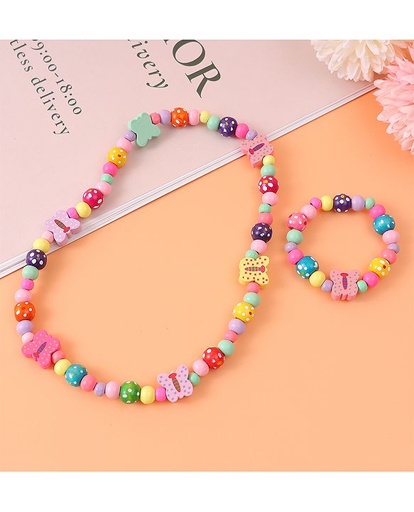 Babyhug Free Size Beads Jewellery Set - Pink