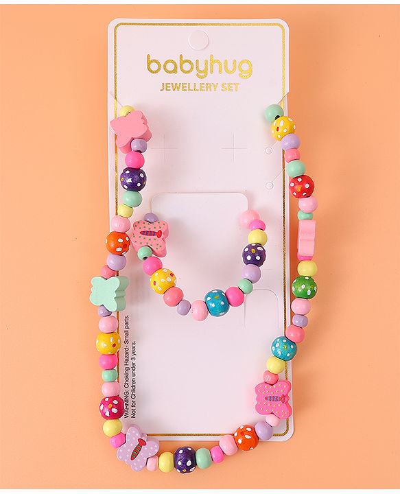 Babyhug Free Size Beads Jewellery Set - Pink