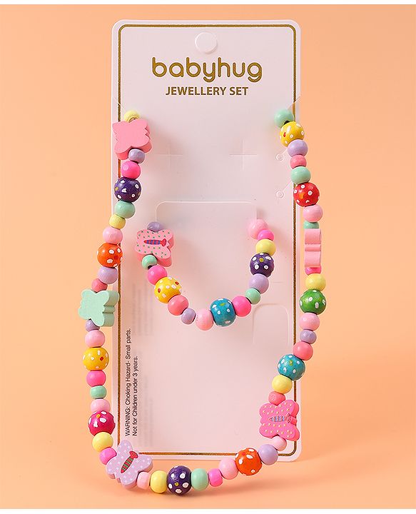 Babyhug Free Size Beads Jewellery Set - Pink