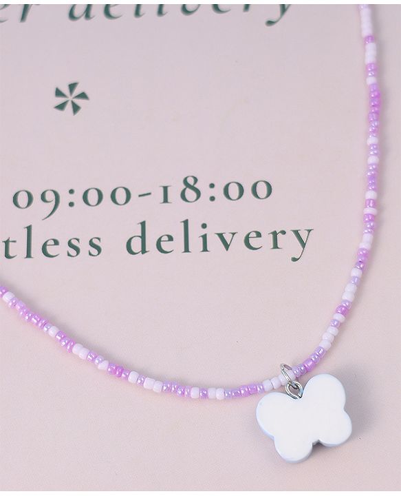 Babyhug Necklace With Butterfly Applique - Purple & White