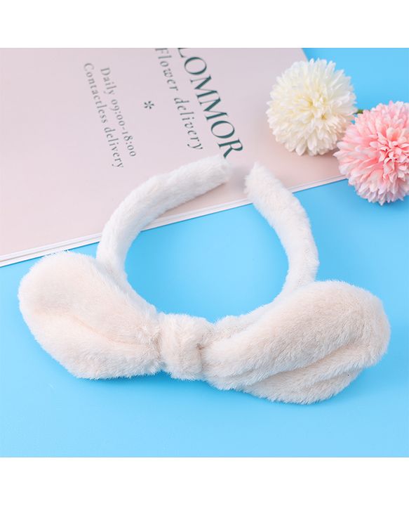 Babyhug Hair Band Bow Applique with Fur Free Size - White