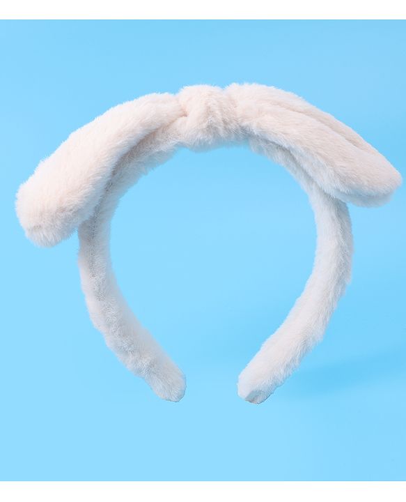 Babyhug Hair Band Bow Applique with Fur Free Size - White