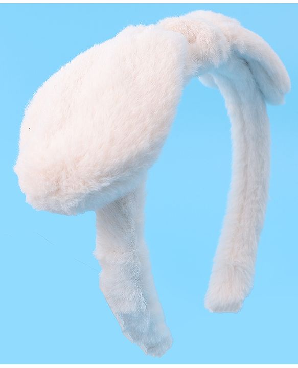 Babyhug Hair Band Bow Applique with Fur Free Size - White