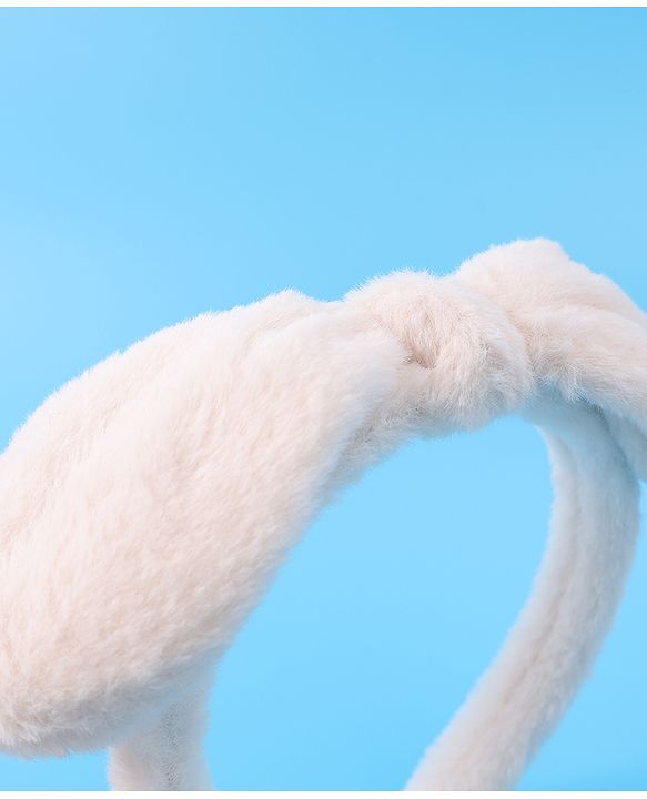 Babyhug Hair Band Bow Applique with Fur Free Size - White