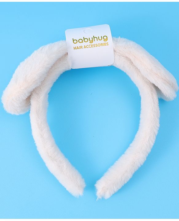 Babyhug Hair Band Bow Applique with Fur Free Size - White