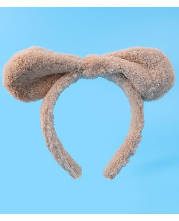 Babyhug Hair Band Bow Applique with Fur Free Size - White