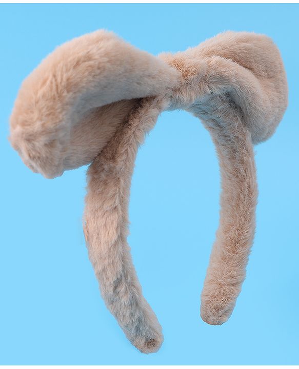 Babyhug Hair Band Bow Applique with Fur Free Size - White