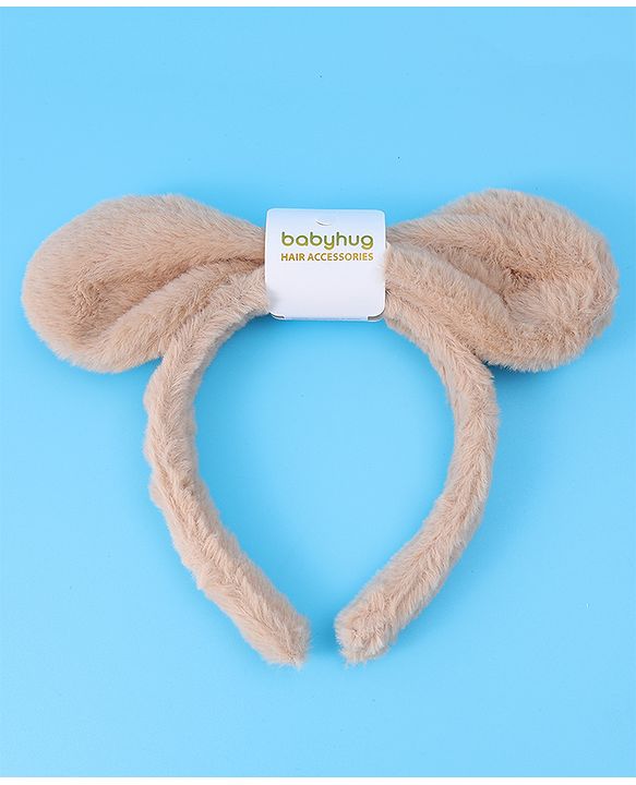 Babyhug Hair Band Bow Applique with Fur Free Size - White