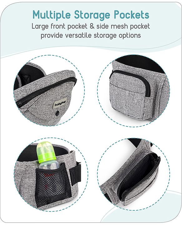 Babyhug Snug Rider Multi-function Hip Seat: Soft padded seat, Adjustable fit, Comfortable lumbar support, Secure fastening, and Two-way carrying for babies up to 15 kg  Grey