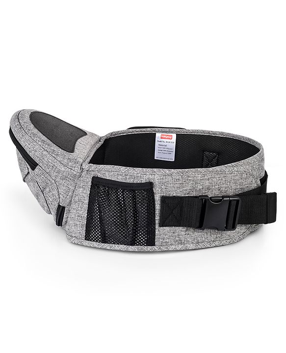 Babyhug Snug Rider Multi-function Hip Seat: Soft padded seat, Adjustable fit, Comfortable lumbar support, Secure fastening, and Two-way carrying for babies up to 15 kg  Grey