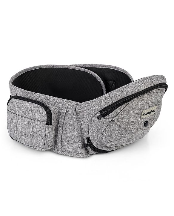 Babyhug Snug Rider Multi-function Hip Seat: Soft padded seat, Adjustable fit, Comfortable lumbar support, Secure fastening, and Two-way carrying for babies up to 15 kg  Grey