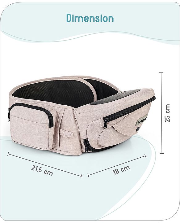 Babyhug Snug Rider Multi-function Hip Seat: Soft padded seat, Adjustable fit, Comfortable lumbar support, Secure fastening, and Two-way carrying for babies up to 15 kg  Grey