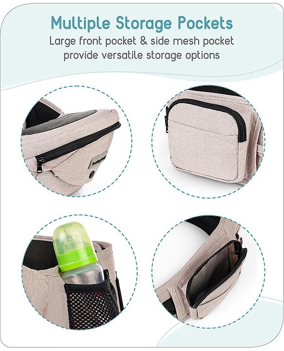Babyhug Snug Rider Multi-function Hip Seat: Soft padded seat, Adjustable fit, Comfortable lumbar support, Secure fastening, and Two-way carrying for babies up to 15 kg  Grey