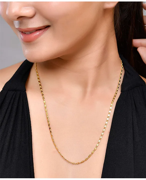 VALLEY OF JEWELLERY - Gold Plated Biscuit Shaped Chain For Women
