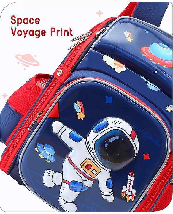 Babyhug Backpack With Space Theme Print Blue - Height 14.5 Inches