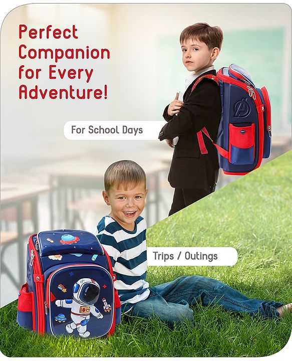 Babyhug Backpack With Space Theme Print Blue - Height 14.5 Inches