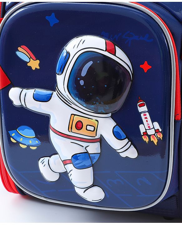 Babyhug Backpack With Space Theme Print Blue - Height 14.5 Inches