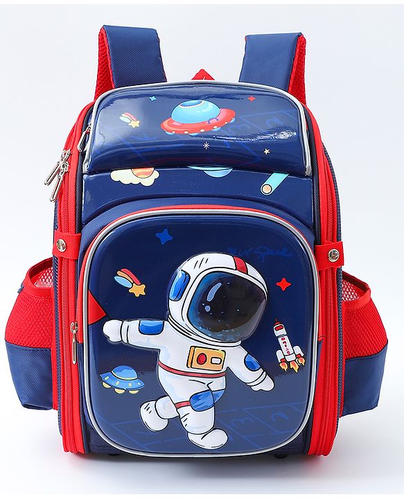 Babyhug Backpack With Space Theme Print Blue - Height 14.5 Inches