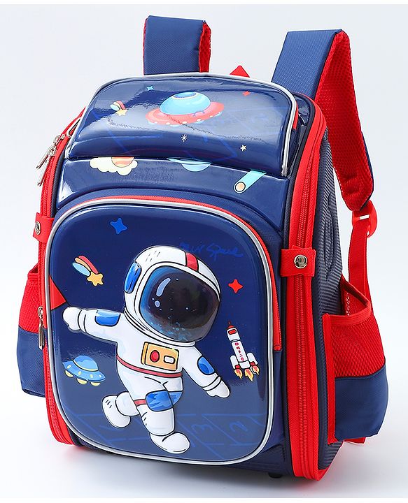 Babyhug Backpack With Space Theme Print Blue - Height 14.5 Inches