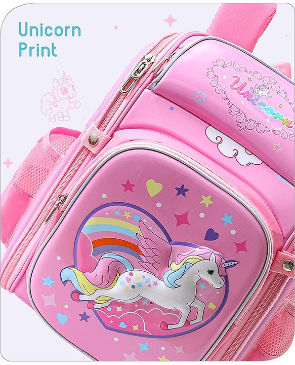 Babyhug Backpack With Unicorn Print Pink - Height 14.5 Inches