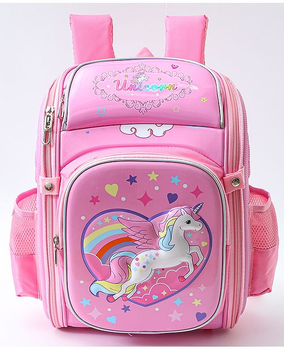 Babyhug Backpack With Unicorn Print Pink - Height 14.5 Inches