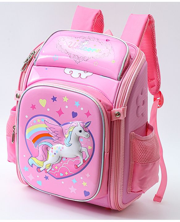 Babyhug Backpack With Unicorn Print Pink - Height 14.5 Inches