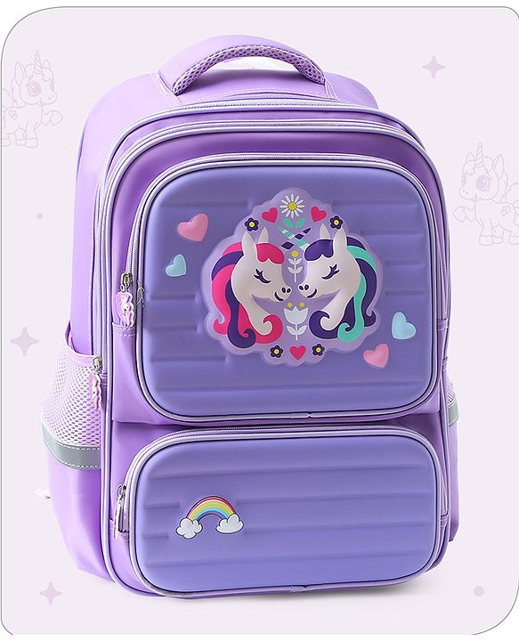 Babyhug Backpack With Unicorn Print Purple - Height 16.5 Inches