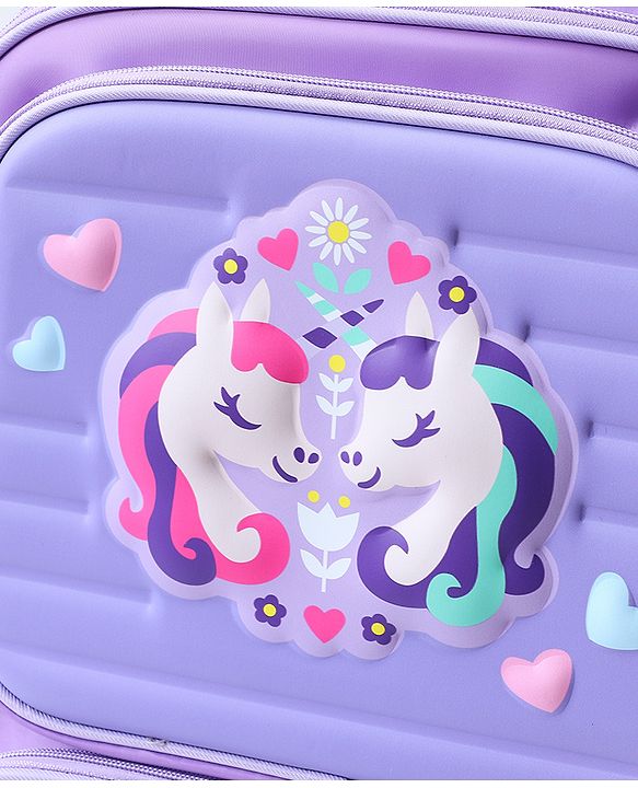 Babyhug Backpack With Unicorn Print Purple - Height 16.5 Inches