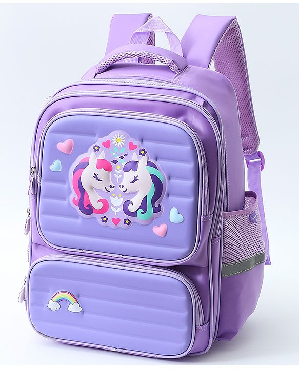 Babyhug Backpack With Unicorn Print Purple - Height 16.5 Inches