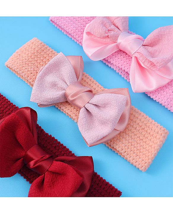 Babyhug Headbands With Bow Applique Pack of 3 - Multicolor