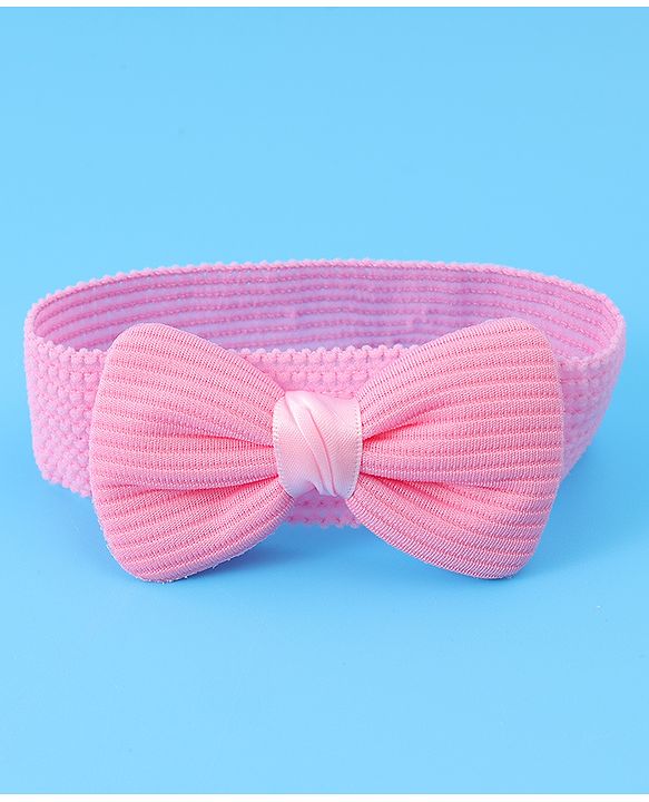 Babyhug Free Size Headbands With Bow Applique Pack of 3 - Pink & White