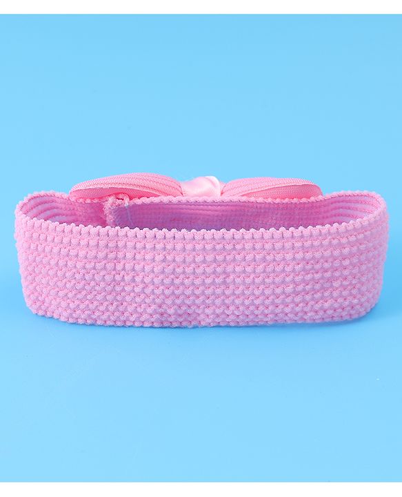 Babyhug Free Size Headbands With Bow Applique Pack of 3 - Pink & White